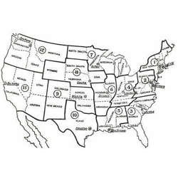 Map of the 12 federal land banks and districts created by the Federal Farm Loan Act.