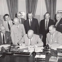 President Eisenhower signs the Farm Credit Act of 1953 on August 6, 1953. 