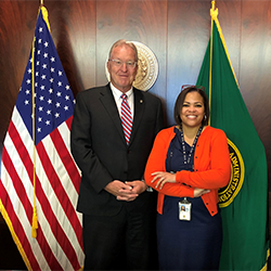 FCA Chairman and CEO Glen Smith and Chief Human Capital Officer Vonda Bell accept the Best Places to Work in the Federal Government Award in a virtual ceremony on June 29, 2021.